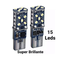 Kit Luz Led T10 Ampolleta Cola de Pescado Canbus 15 Leds