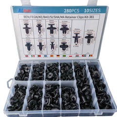Set 280 Clip Remache Plastico Sujecion Para Coche Broches Autos