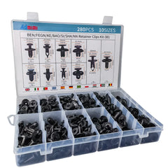 Set 280 Clip Remache Plastico Sujecion Para Coche Broches Autos