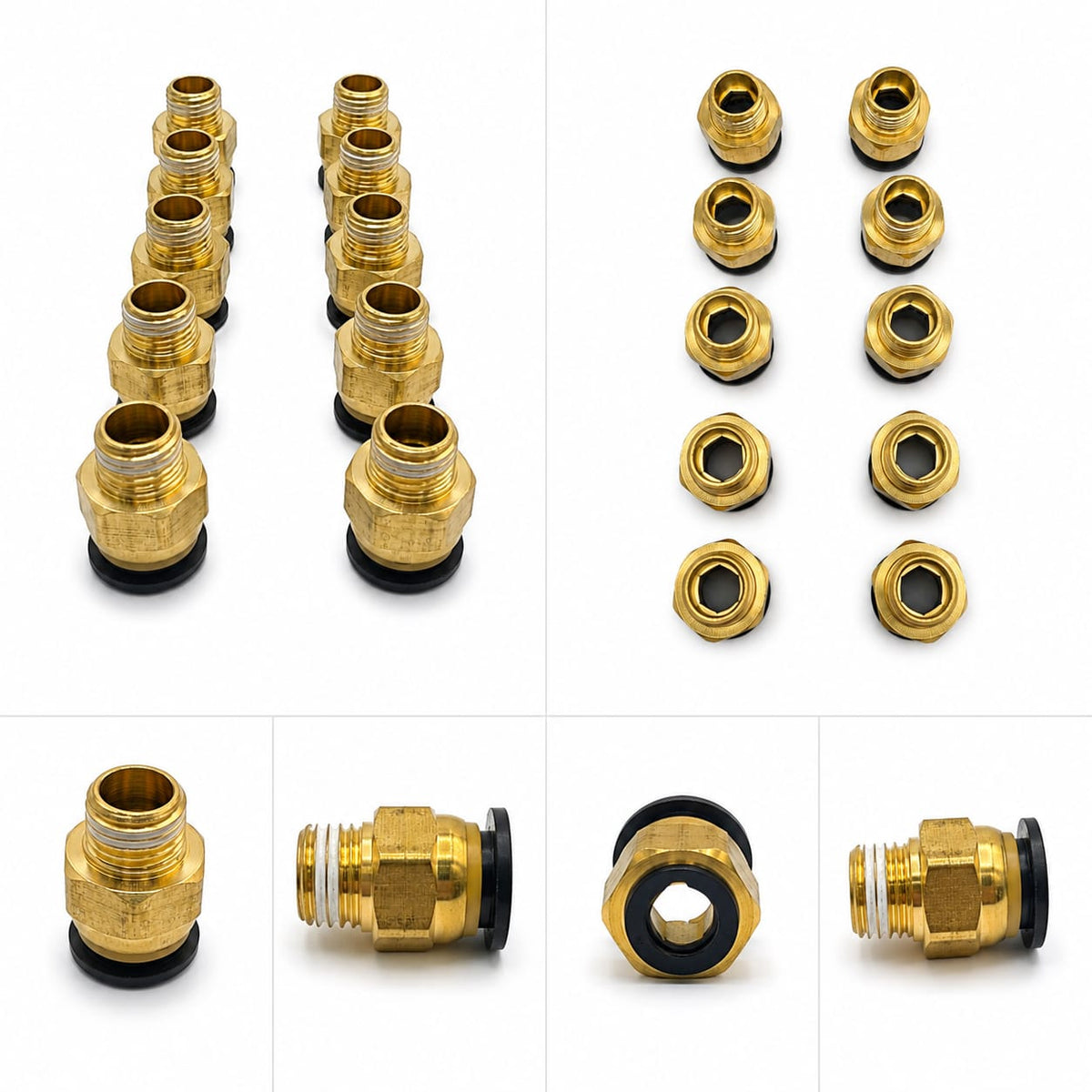 PACK DE  10 CONECTORES RECTO ROSCA 12MM X 1/4